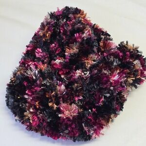 Handmade‎ Knit Scarf Plum Magenta Black Fluffy Yarn Women